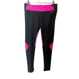 Women’s Asics Black & Pink Workout Leggings Size Medium!